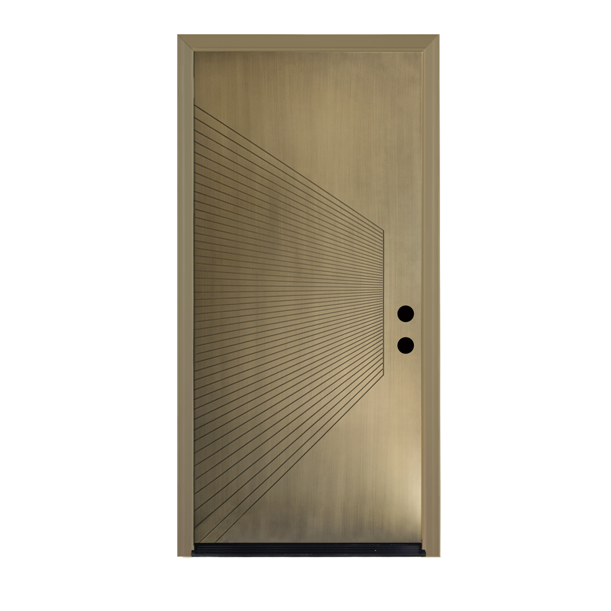 42" x 96" Elegant Gold Brush Finish Fiberglass Entry Door with Brickmould & Premium Vinyl Frame
