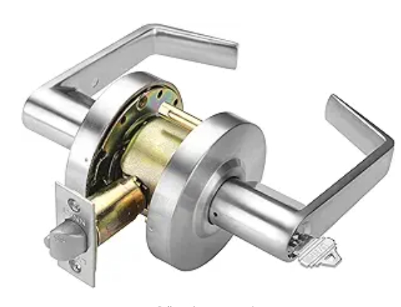 Commercial Door Lever Lock - Heavy-Duty Locking Door Handle, Designer Door Handles, Cylindrical Lever Lock, Non-Handed Grade 2 Door Handle, Satin Chrome, Classroom Function
