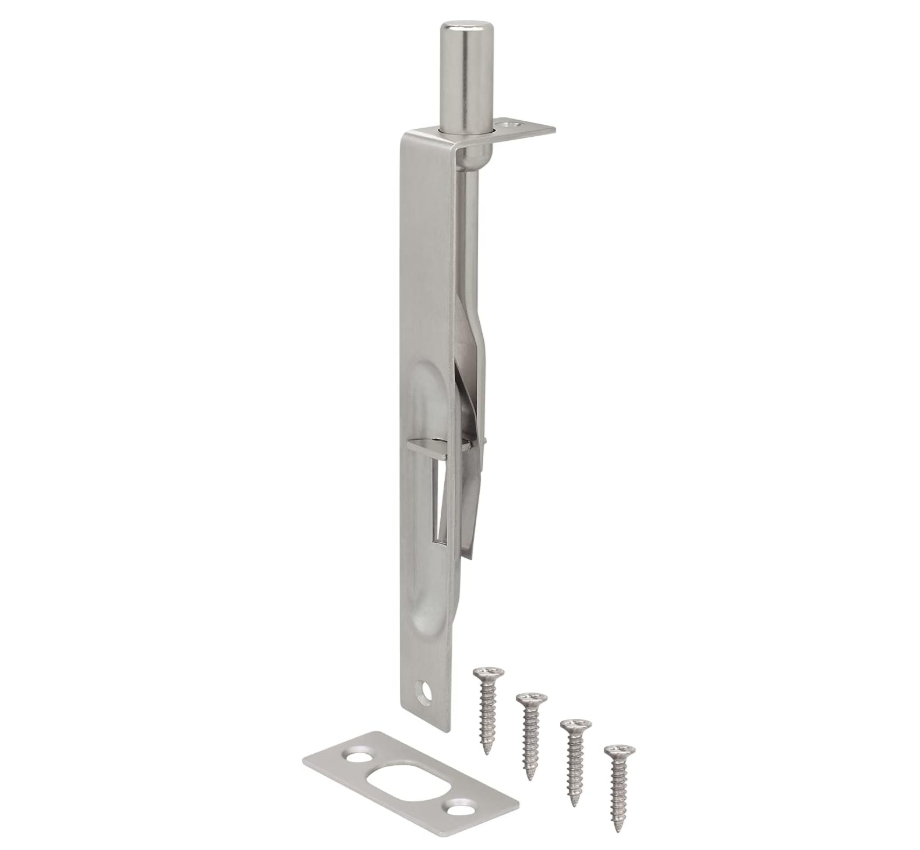 Heavy Duty 6-Inch Solid Brass Flush Bolt (Square, Satin Nickel)